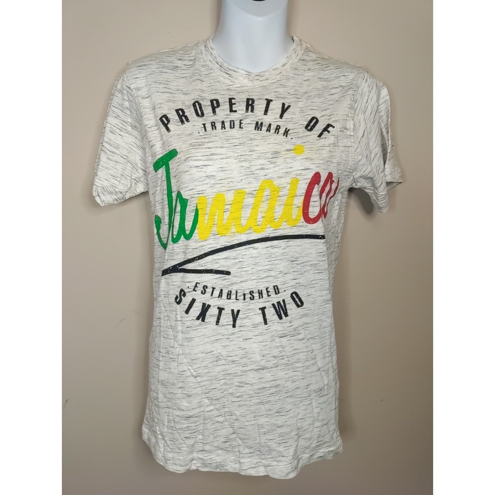 Lifestyles Jamaica Heather Grey‎ Multicolor Print Tshirt Size S